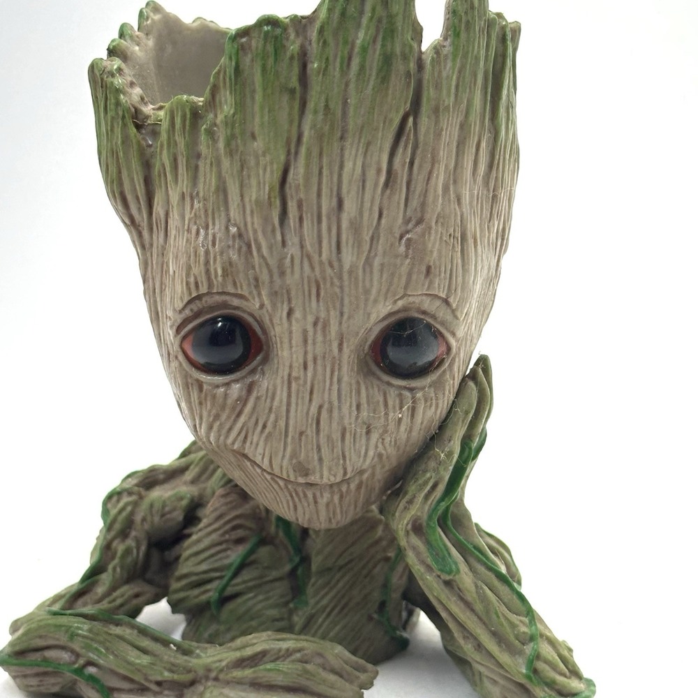 Baby Groot Hand On Face 5.5" Guardians of The Galaxy Pen Holder Flower Pot Cute!